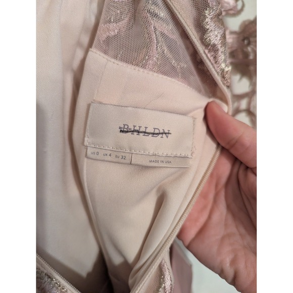 BHLDN embroidered floral tulle midi dress size 0 blush romantic wedding guest - Picture 6 of 7